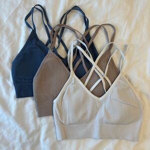 Aerie Ribbed Bralette – Blue, Beige, White